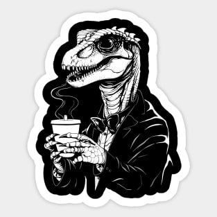 Cottagecore Goth Dinosaur Coffee Gift Men Women Funny Coffee Sticker